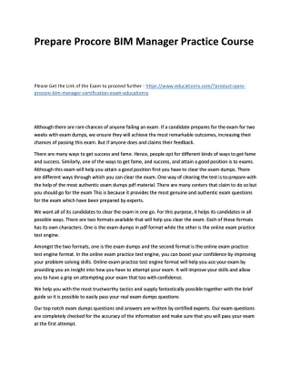 prepare procore bim manager practice course