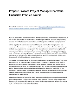 prepare procore project manager portfolio