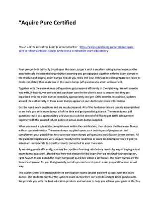 aquire pure certified