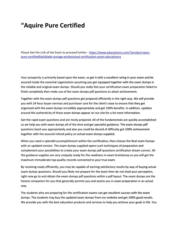 aquire pure certified