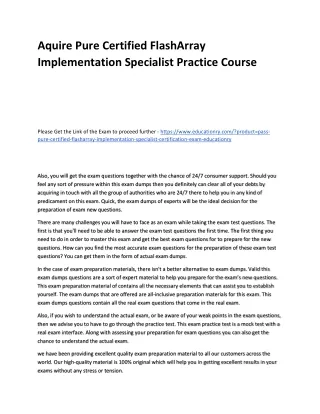 aquire pure certified flasharray implementation
