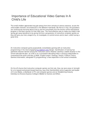 importance of educational video games in a child