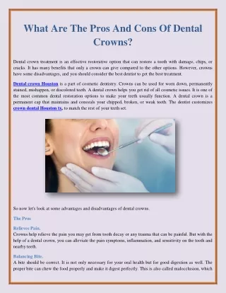 What Are The Pros And Cons Of Dental Crowns?