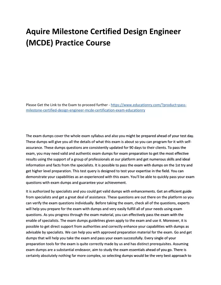 aquire milestone certified design engineer mcde