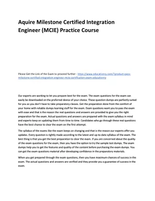 aquire milestone certified integration engineer