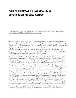 aquire honeywell s iso 9001 2015 certification
