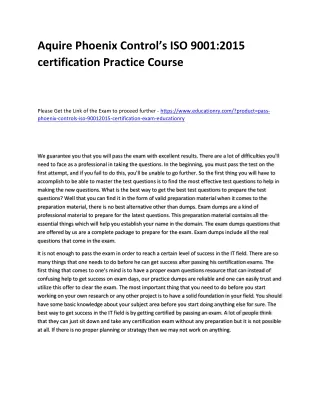 aquire phoenix control s iso 9001 2015