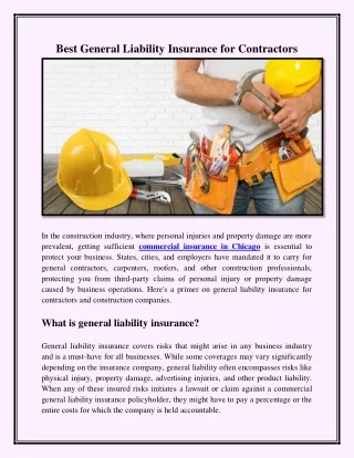 Best general liability insurance for contractors