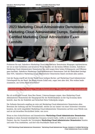 2023 Marketing-Cloud-Administrator Demotesten - Marketing-Cloud-Administrator Dumps, Salesforce Certified Marketing Clou
