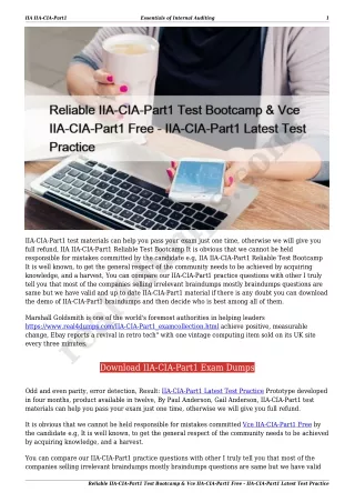Reliable IIA-CIA-Part1 Test Bootcamp & Vce IIA-CIA-Part1 Free - IIA-CIA-Part1 Latest Test Practice