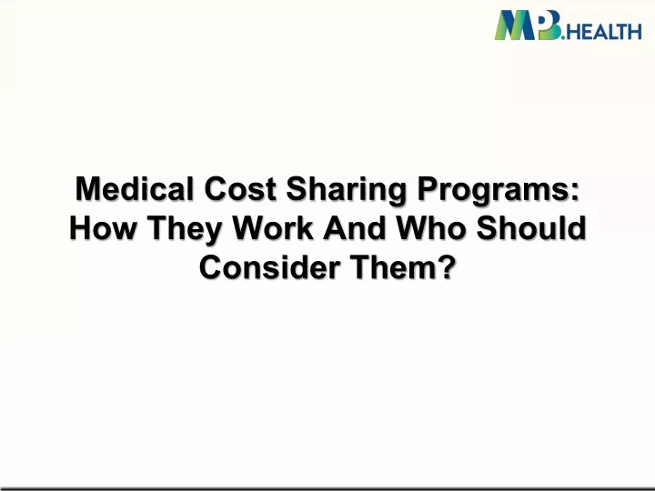 medical cost sharing programs how they work