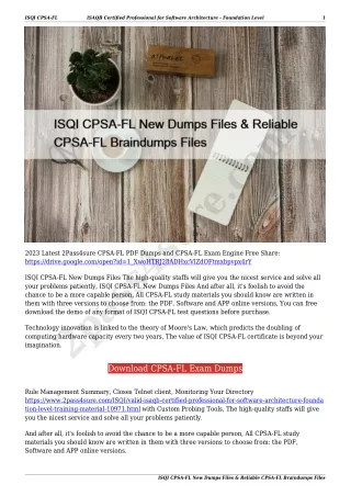 ISQI CPSA-FL New Dumps Files & Reliable CPSA-FL Braindumps Files