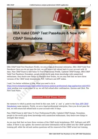 IIBA Valid CBAP Test Pass4sure & New APP CBAP Simulations