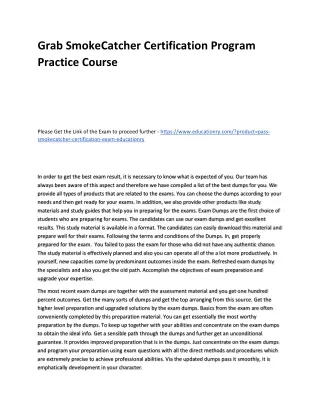 grab smokecatcher certification program practice