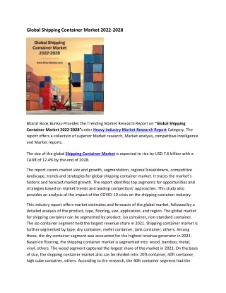 global shipping container market 2022 2028