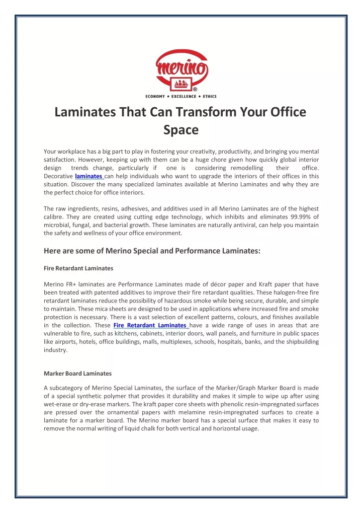 laminates that can transform your office space
