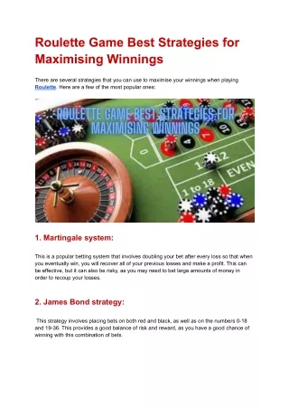 Play roulette game strategies for maximising winnings