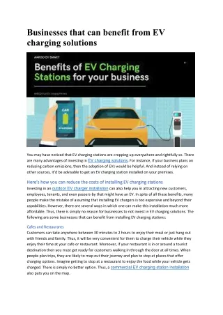 businesses that can benefit from ev charging