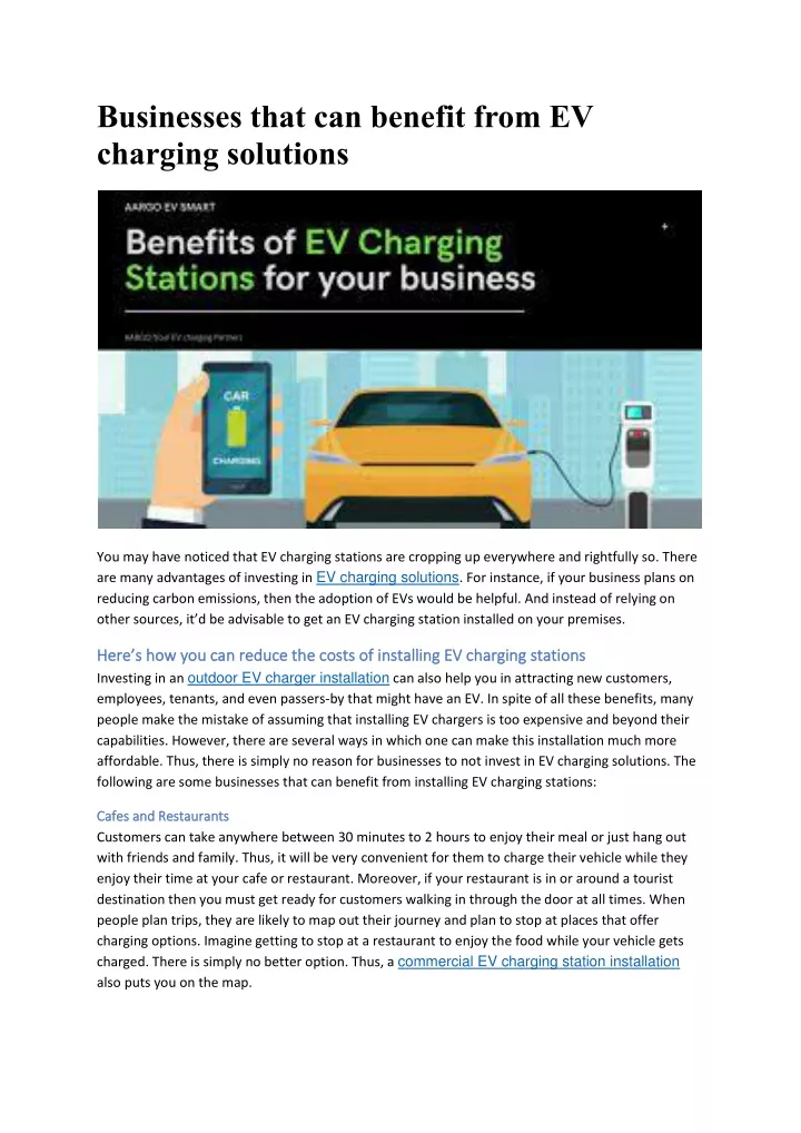 businesses that can benefit from ev charging