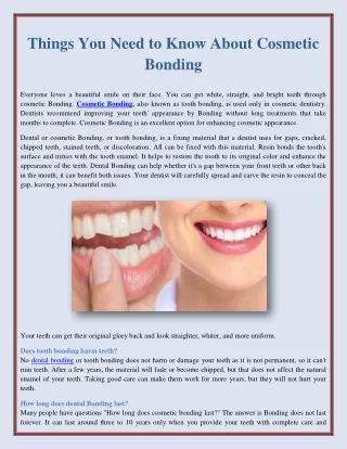 Things You Need to Know About Cosmetic Bonding