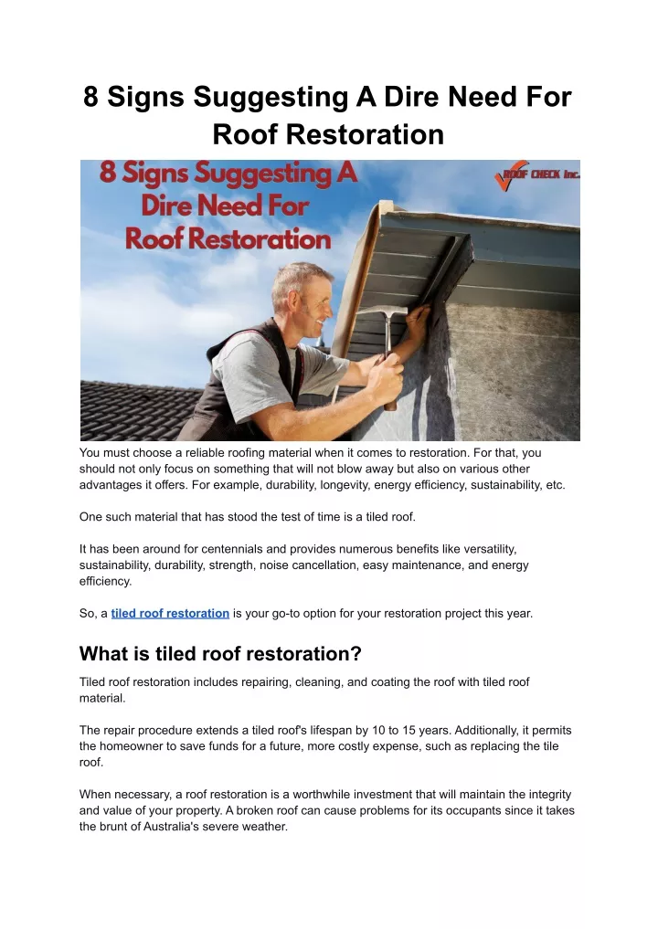 8 signs suggesting a dire need for roof