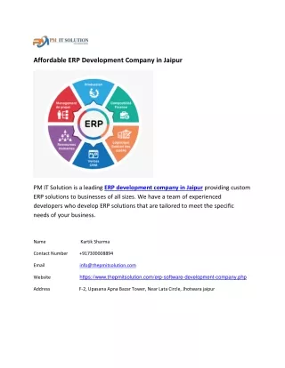 Affordable ERP Development Company in Jaipur