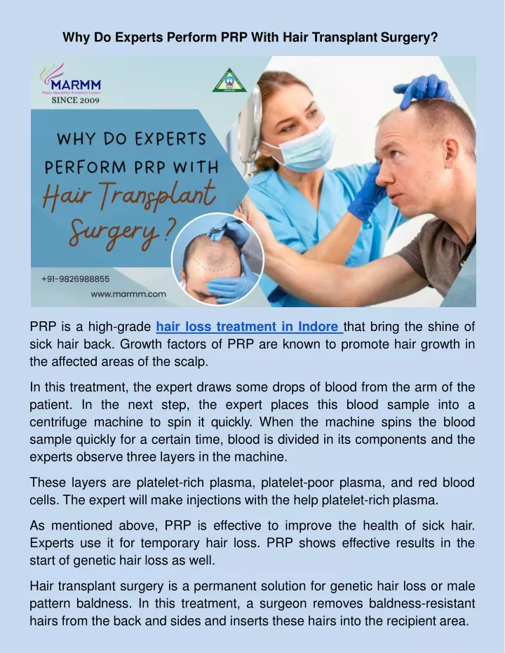 why do experts perform prp with hair transplant