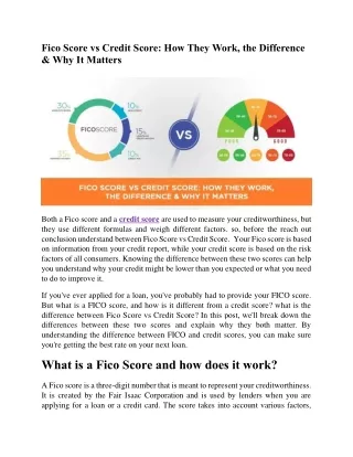 fico score vs credit score how they work