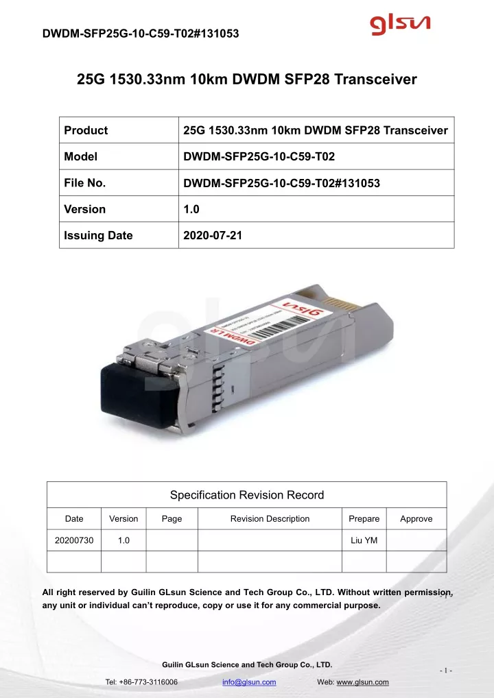 dwdm sfp25g 10 c59 t02 131053