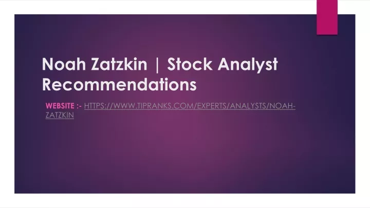 noah zatzkin stock analyst recommendations
