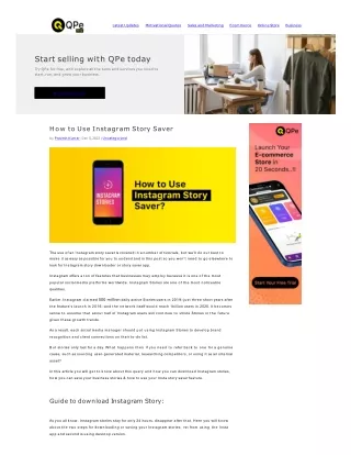 How to Use Instagram Story Saver: Download Story via Mobile app