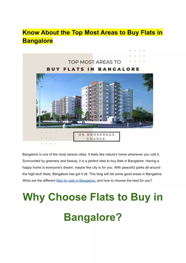 know about the top most areas to buy flats