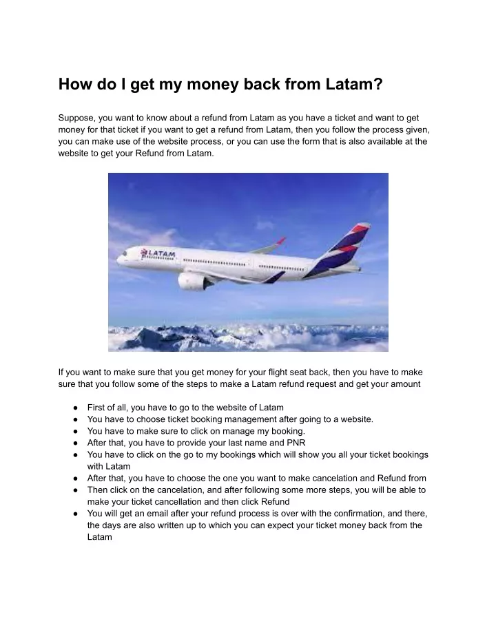 how do i get my money back from latam