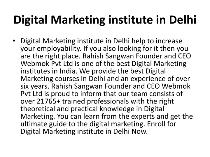 digital marketing institute in delhi