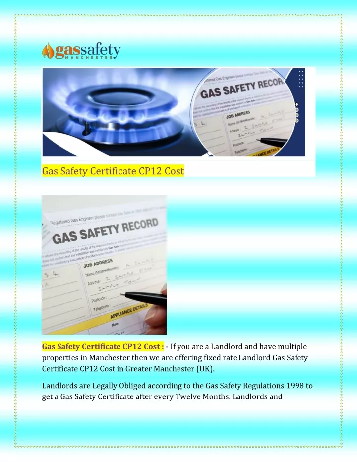gas safety certificate cp12 cost