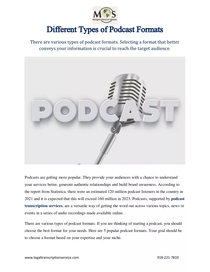 different types of podcast formats different