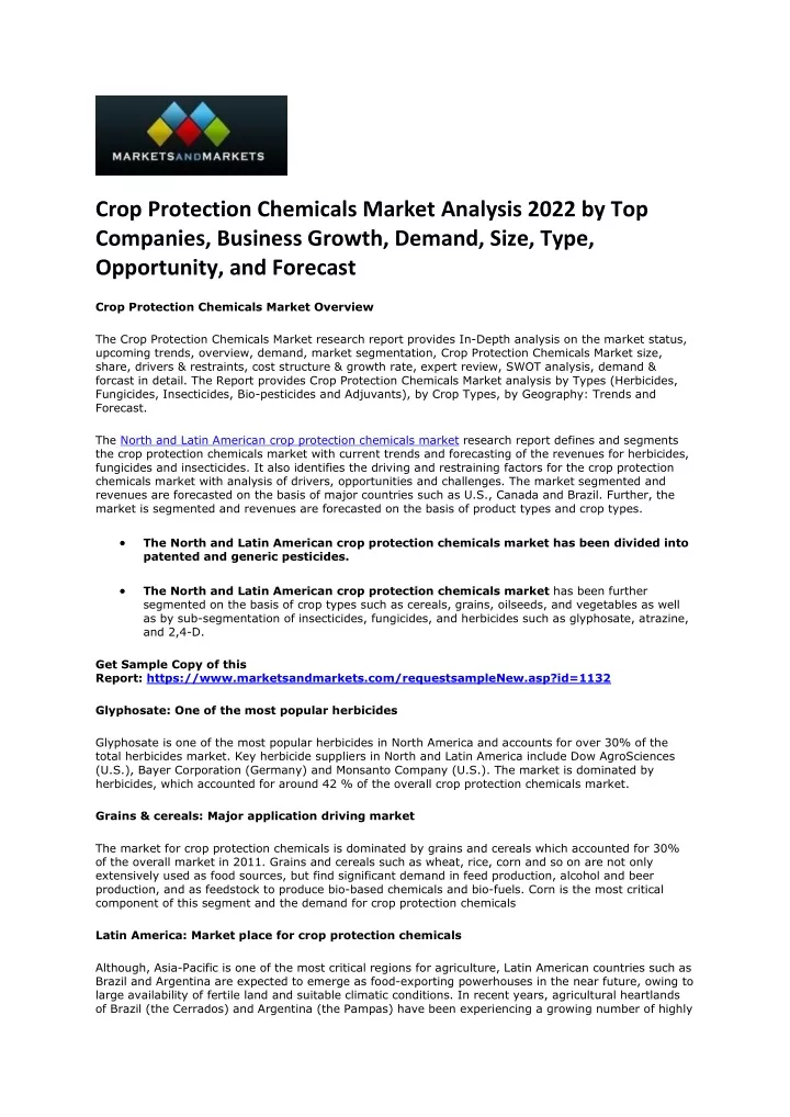 crop protection chemicals market analysis 2022