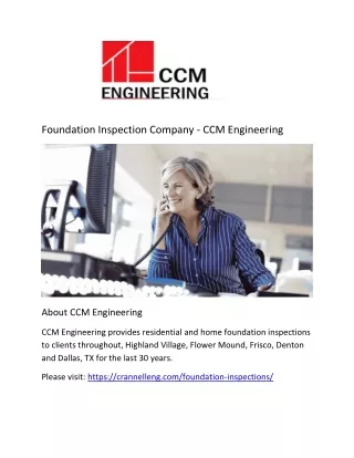 Foundation Inspection Company - CCM Engineering