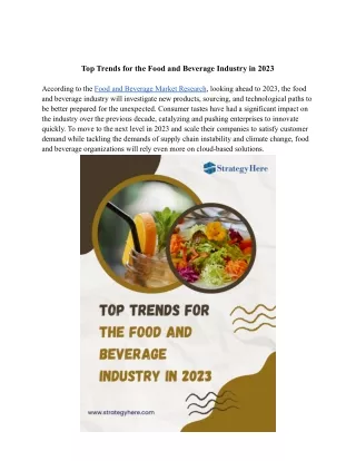 Top Trends for the Food and Beverage Industry in 2023