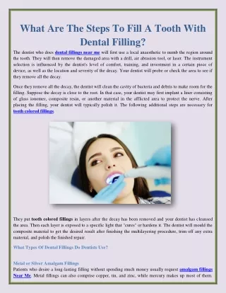 What Are The Steps To Fill A Tooth With Dental Filling?