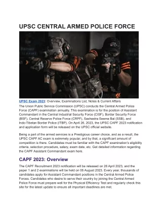 UPSC CENTRAL ARMED POLICE FORCE