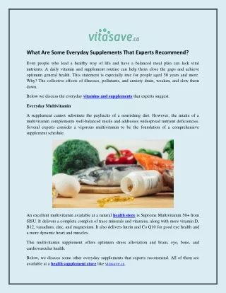 What Are Some Everyday Supplements That Experts Recommend