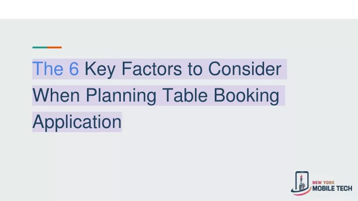 the 6 key factors to consider when planning table booking application