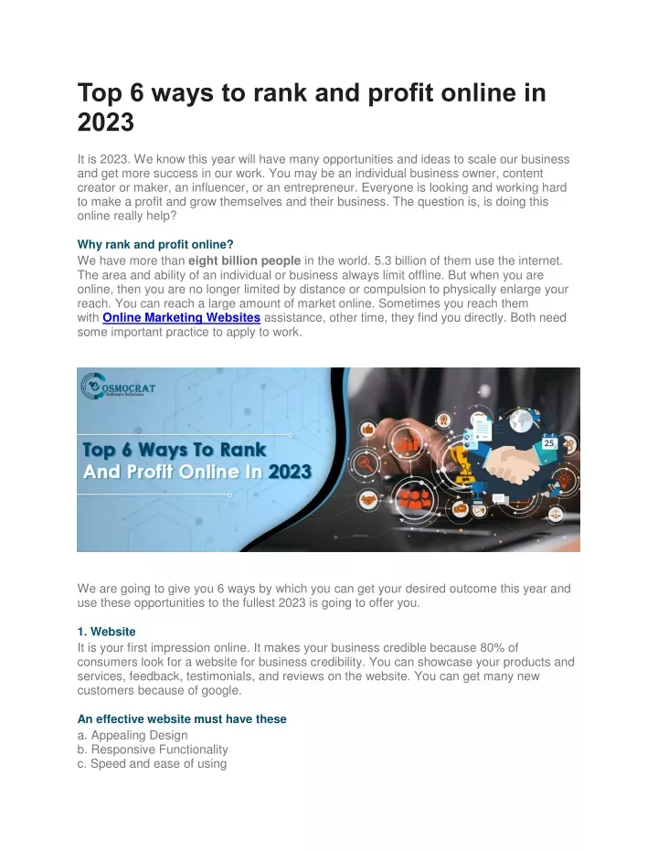 top 6 ways to rank and profit online in 2023