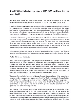 small wind market to reach us 309 million