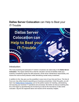 dallas server colocation can help to beat your