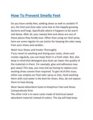 How To Prevent Smelly Feet blog post pdf