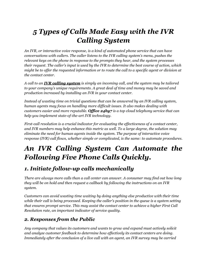 5 types of calls made easy with the ivr calling