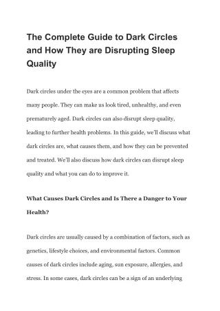 the complete guide to dark circles and how they