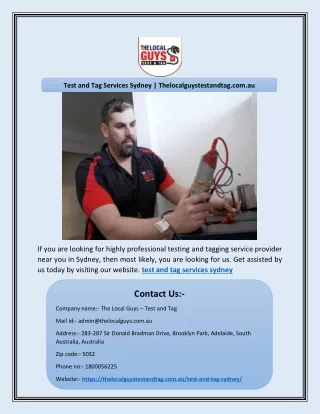 test and tag services sydney
